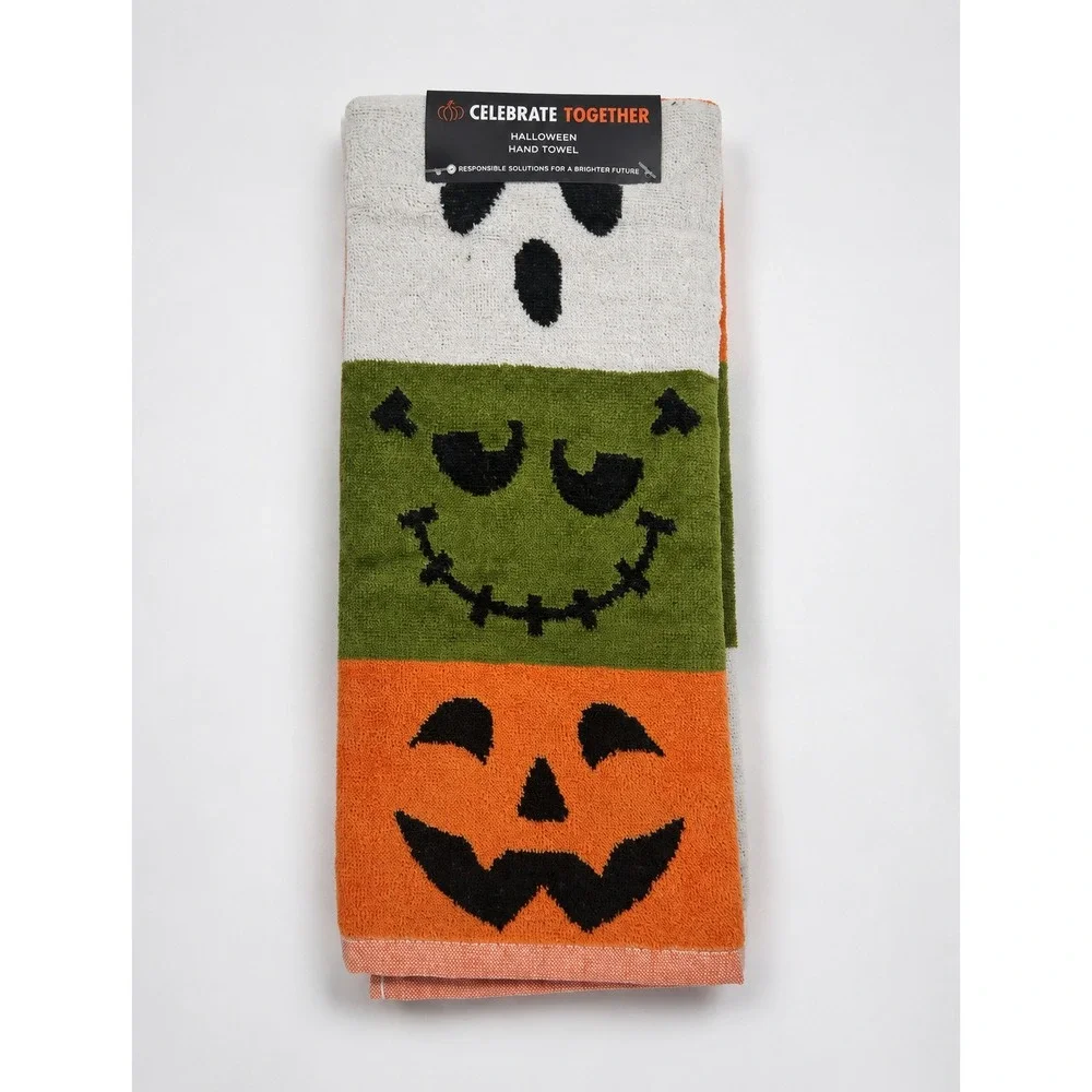 Celebrate Together Halloween Hand Towel Ghost Frankenstein Pumpkin Cotton NWT